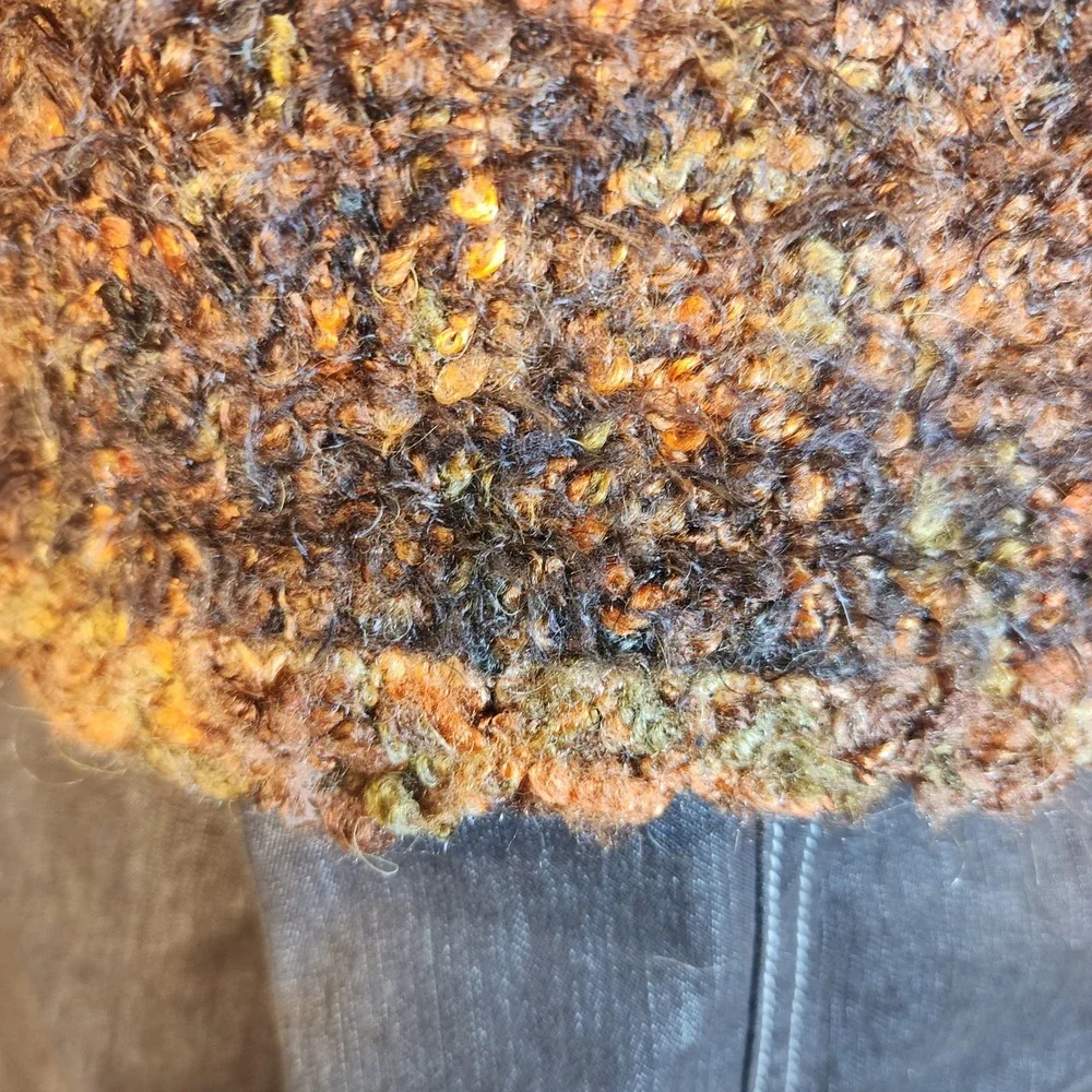Carole Little Womens M Brown Boucle Wool Blend Cardigan Ruffle Collar Y2K